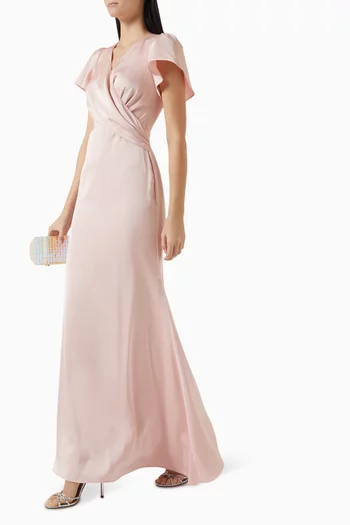 Beau Draped Wrap Maxi Dress in Satin