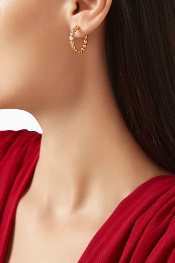 Medium Tennis Hoop Earrings in 18kt Gold-plated Brass