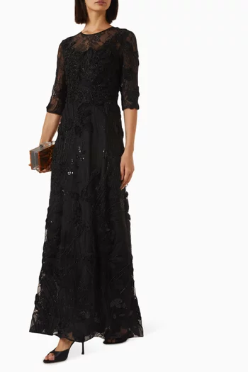 Embroidered A-line Gown in Lace