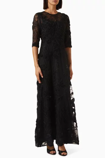 Embroidered A-line Gown in Lace