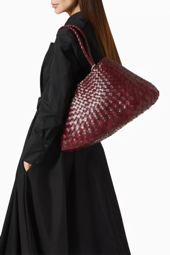 Large Santa Croce Tote Bag in Woven Leather