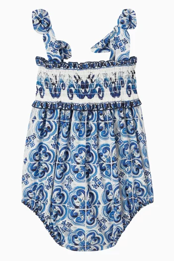 Majolica-print Romper in Poplin