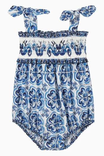 Majolica-print Romper in Poplin