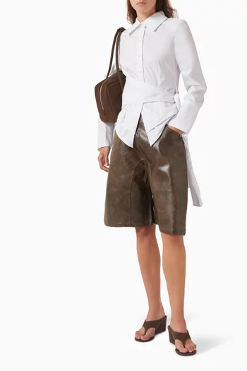 Hazel Asymmetric Shorts in Faux Leather