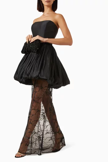 Lace-skirt Gown in Taffeta