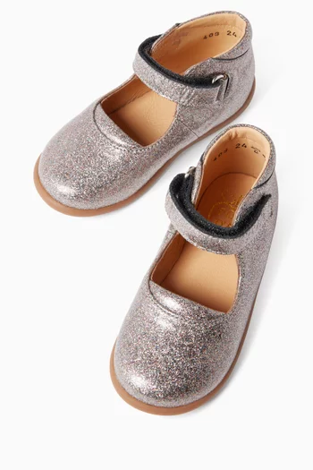Mary Ballet Flats in Glitter Leather