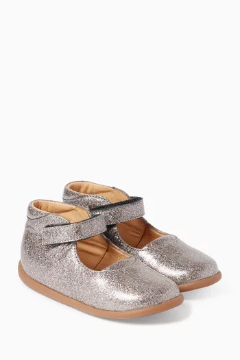 Mary Ballet Flats in Glitter Leather