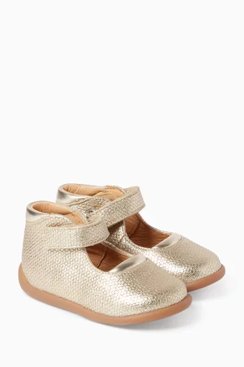 Mary Ballet Flats in Metallic Leather