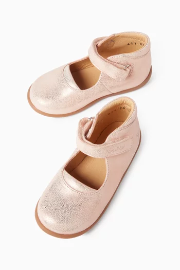 Mary Ballet Flats in Metallic Leather