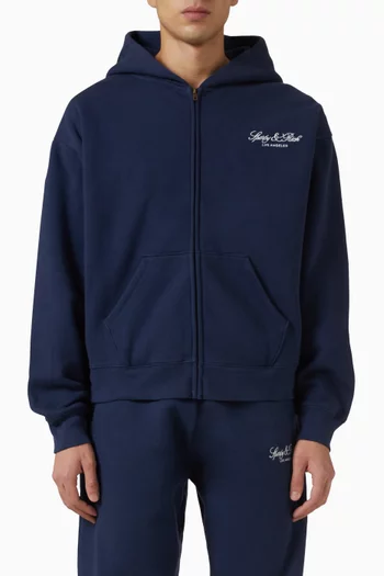 Vendome LA Embroidered Zip Hoodie in Cotton