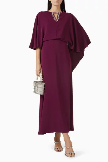Crystal-embellished Cape Dress