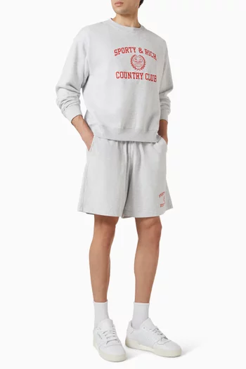 Varsity Crest Gym Shorts in Cotton-fleece