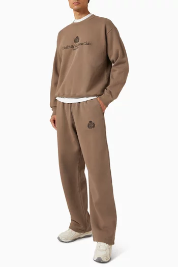 NY Crest Embroidered Wide Sweatpants in Cotton