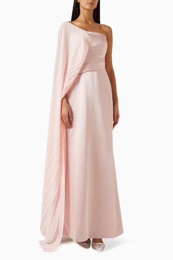 One-shoulder Draped Gown