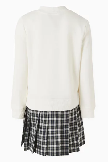 Logo Check Sweatshirt Dress in Cotton