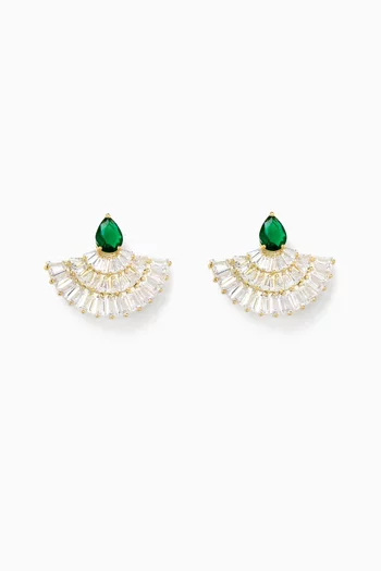 Freya Fan Stud Earrings in Gold-plated Brass