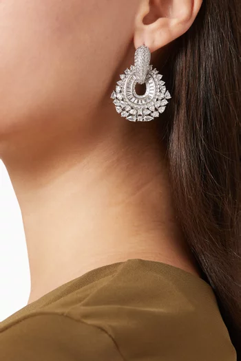 Veronica Covertible Stud & Dangle Earrings -Versatile earrings in Rhodium Plated Metal