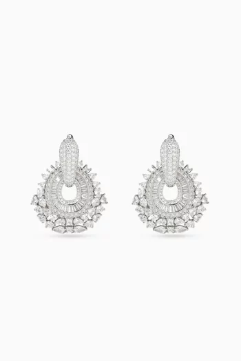 Veronica Covertible Stud & Dangle Earrings -Versatile earrings in Rhodium Plated Metal
