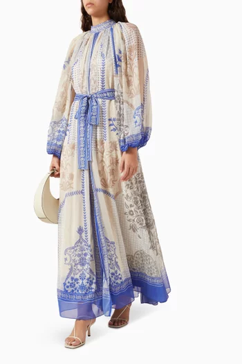 Artika Belted Maxi Dress in Chiffon