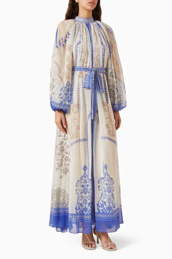 Artika Belted Maxi Dress in Chiffon