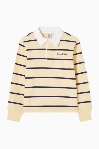 Serif Logo Rugby Shirt in Cotton