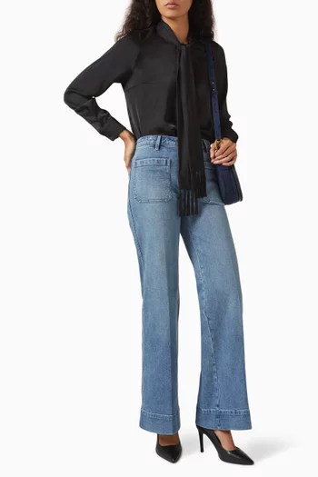 Fringe-bow Blouse in Satin