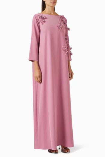 3D Floral-applique Kaftan