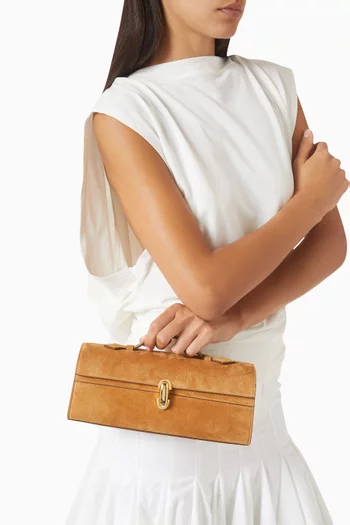 Slim Symmetry Pochette Top-handle Bag in Suede