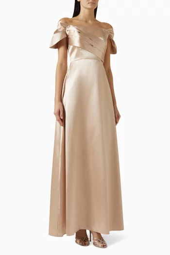 Off-shoulder Gown in Satin
