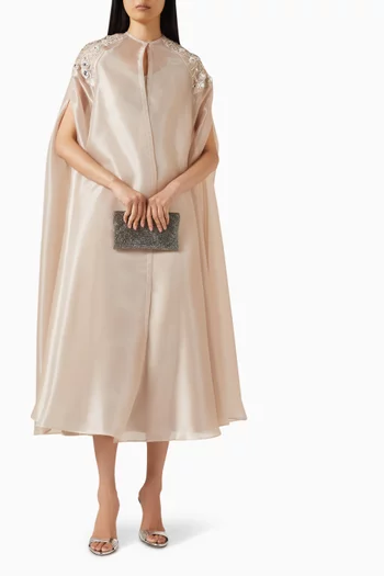 Embellished Cape & Dress Set in Organza