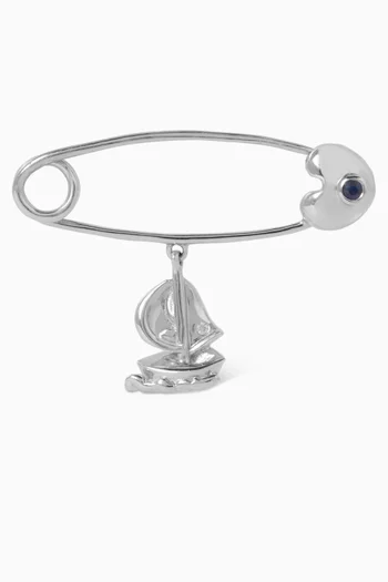 Sail Boat Baby Pin in 18kt White Gold