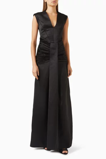 Aira Sash Maxi Dress in Satin