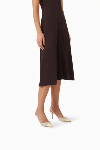 Capsli 70 Slingback Pumps in Linen & Patent Leather