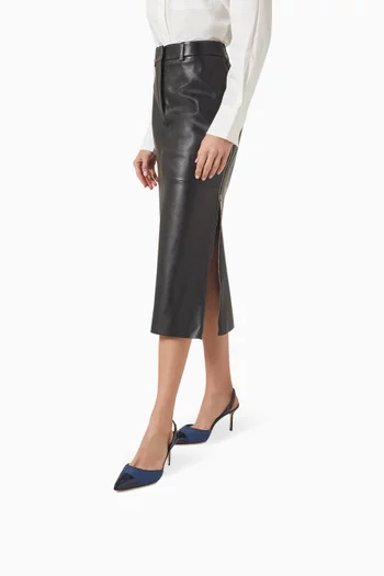 Capsli 70 Slingback Pumps in Linen & Patent Leather