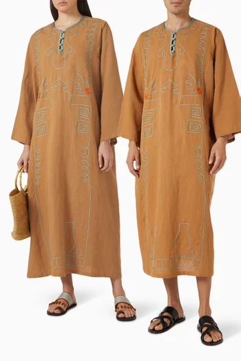 Solenne 2 Hand-embroidered Kaftan in Linen