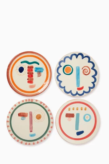 Small Visage Plates in Ceramic, Set of 4