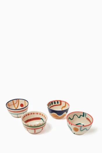 Hand-painted Bowls in Ceramic, Set of 4