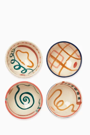 Hand-painted Bowls in Ceramic, Set of 4
