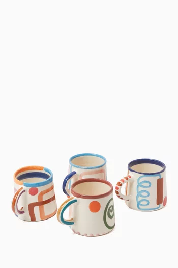 Hand-painted Mugs in Ceramic, Set of 4