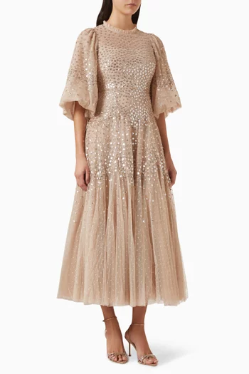 Scallop Sequin Ankle Gown