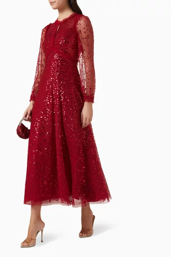 Dappled Sequin Ankle Gown