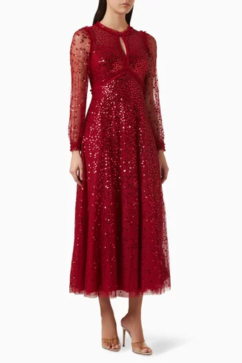 Dappled Sequin Ankle Gown