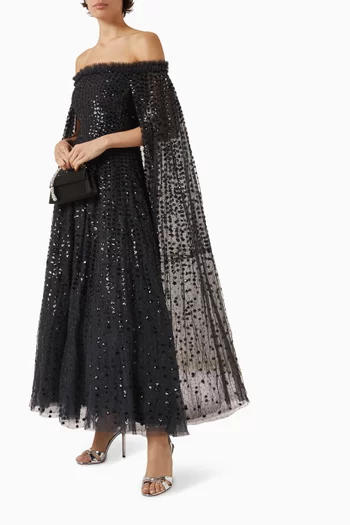 Raindrop Cape Ankle Gown