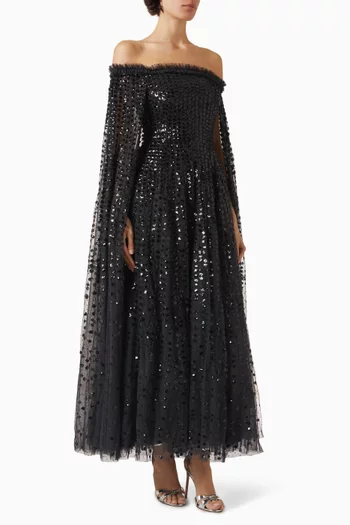 Raindrop Cape Ankle Gown