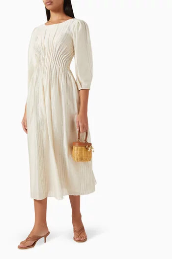 Pintuck Midi Dress