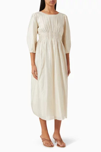 Pintuck Midi Dress