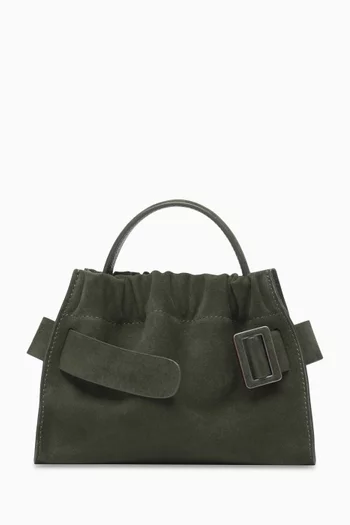 Square Scrunchy Bag in Calfskin Suede