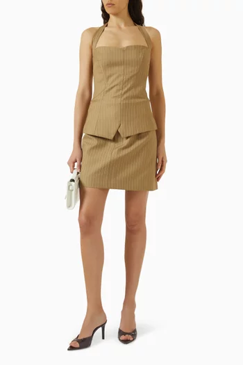 Pinstripe Halterneck Top in Cotton Blend