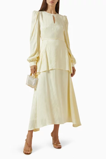 فستان متوسط الطول بتصميم جرس