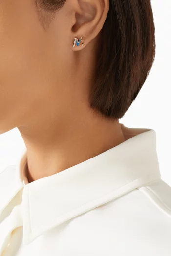 Retro 'M' Diamond Stud Earrings in 18kt Rose Gold
